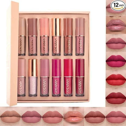 Handaiyan 12-Color Matte Liquid Lipstick Set – Long-Lasting & Waterproof