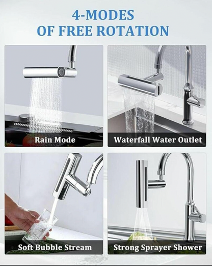 3-in-1 360° Waterfall Kitchen Faucet | Touch Faucet & Sink Extender